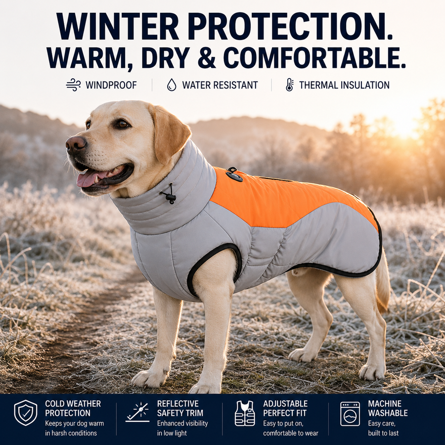 IceTail WarmCoat — Heavy Quilted Winter Dog Jacket