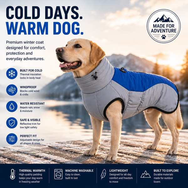 IceTail WarmCoat — Heavy Quilted Winter Dog Jacket